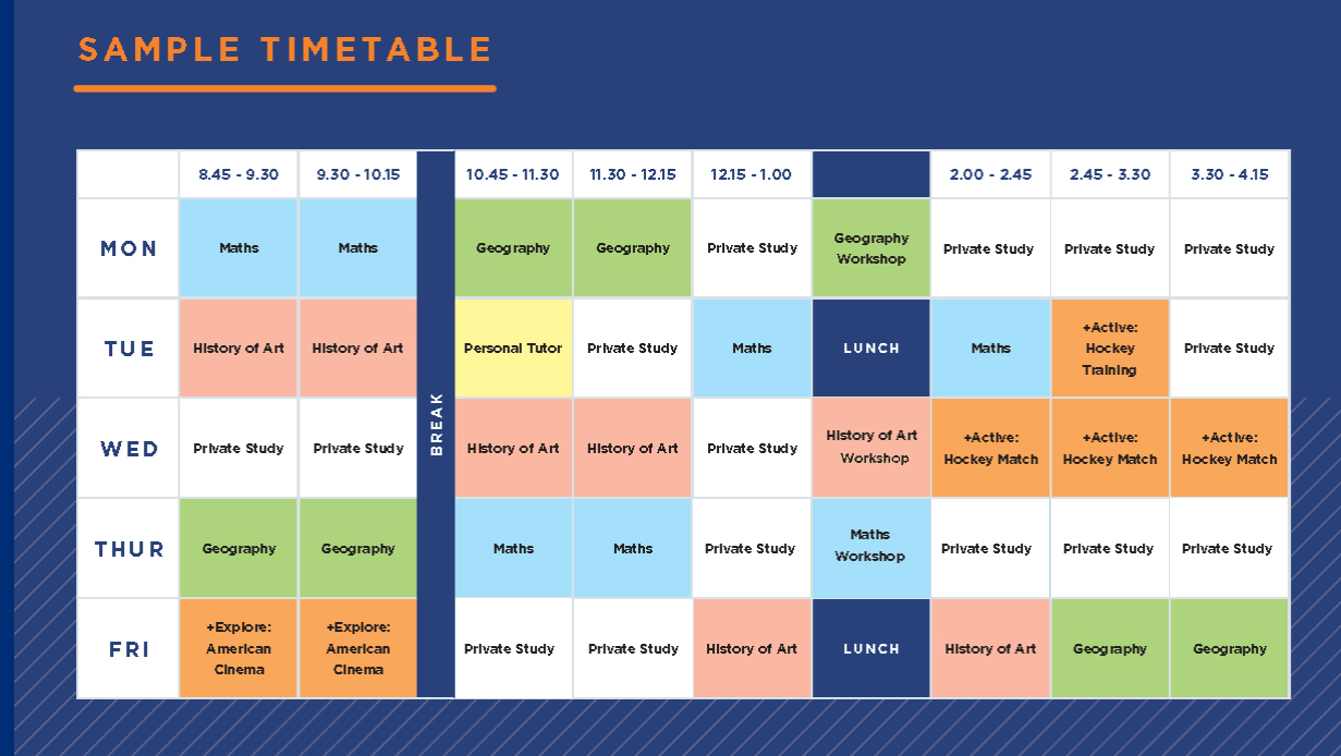 timetable for a typical student